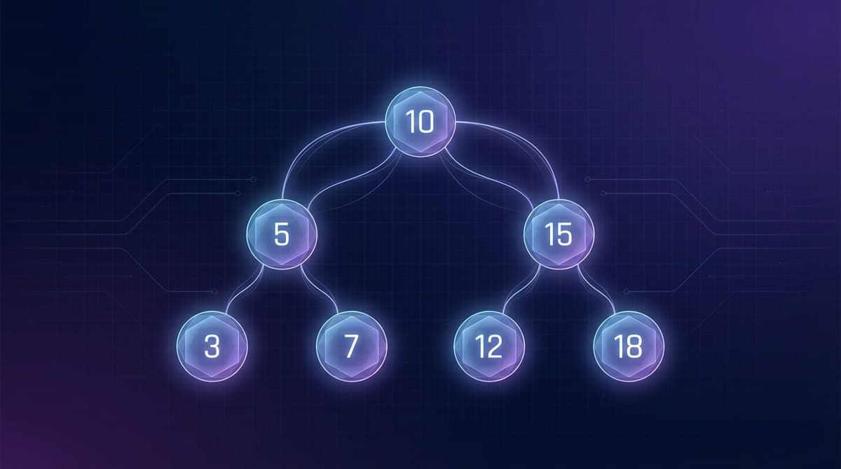 Binary Search Tree và AVL Tree visualization - balanced tree với nodes chứa số, minh họa BST property và tree structure